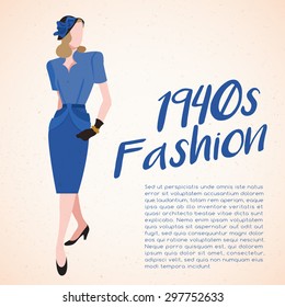 World Fashion History Set : 1940s : Vector Illustration