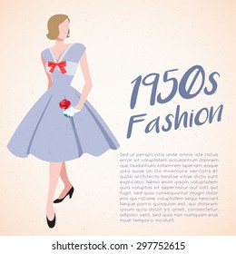 World Fashion History Set : 1950s : Vector Illustration