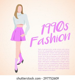 World Fashion History Set : 1990s : Vector Illustration