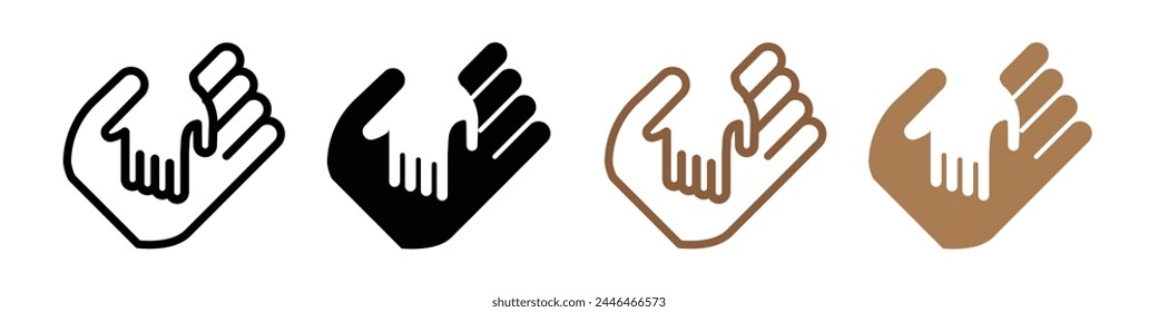 World Fathers Day Celebration Icon with Child Hand Holding Father for Care and Love Symbol
