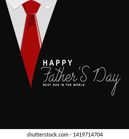 World Father's Day congratulations. with a combination of happy father's day text and a black suit, red tie. vector