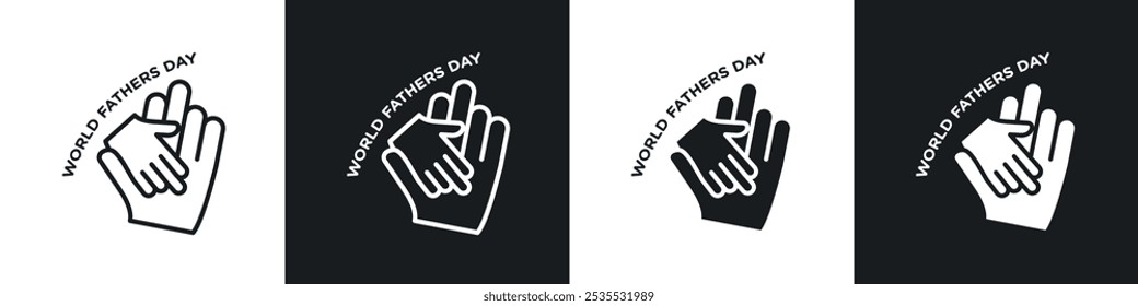 World fathers day vector icon set in black and white. EPS 10 illustration