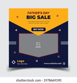 World father's day web media post Template, father's day social media post banner or square flyer template. 