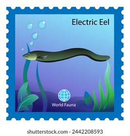 World fauna. Electric eel in water. Vector illustration