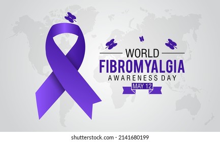 World Fibromyalgia Awareness. May 12 calls attention to fibromyalgia concept for banner, poster, card and background design.