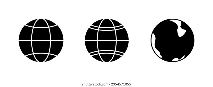 World Fill Icon Symbol Vector. Black Glyph World Icon