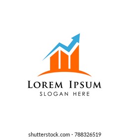 World finance business logo template. Arrow, charts and graphs