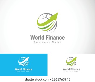 world finance logo creative arrow invest business globe design concept