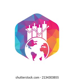 Concepto de diseño del logo financiero mundial. Plantilla de diseño del logotipo vectorial de World Stats.	