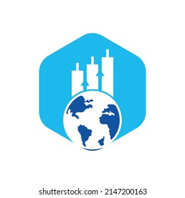 World finance logo design concept. World Stats vector logo design template.