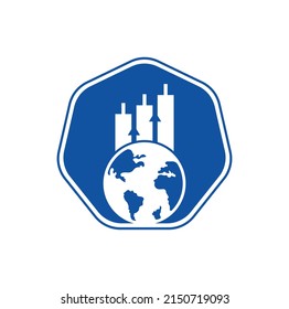 Design-Konzept für das World Finance Logo. World Stats Vektor Logo Design-Vorlage.