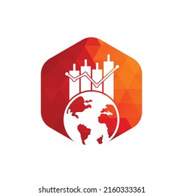 World finance logo design concept. World Stats vector logo design template.
