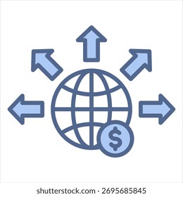Ilustração do World Financial Blue Icon Vetor