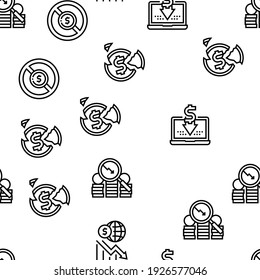 World Financial Crisis Vector Seamless Pattern Thin Line Illustration