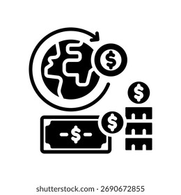 Ilustración vectorial de glifos del icono financiero mundial