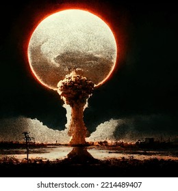 Mundo en llamas. Hongos de explosiones nucleares. Las ciudades borraron la faz de la tierra con armas nucleares.