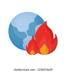 world fire on white background