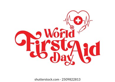 World First Aid Day banner design concept, medical supplies, medical emergency, Vector illustration