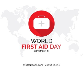 El Día Mundial de la Primera Ayuda enfatiza las habilidades para salvar vidas, la educación y la resiliencia. Plantilla de banner de ilustración de vectores de preparación y seguridad.