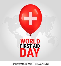 World First Aid Day. Global observance held on the second Saturday in September. Vector illustration