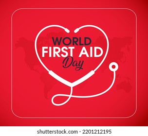 World First Aid Day. Greeting Card.