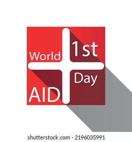 World First Aid Day Is Observed Every Year In September, Vector, Illustration, Background, Icon, Sign, Logo, Text. Design For Poster And Banner.