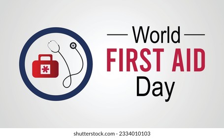 World First Aid day is observed every year on 25 September. banner, poster, card, background design.