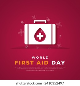 World First Aid Day Paper cut style Vector Design Illustration for Background, Poster, Banner, Advertising, Greeting Card