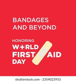 World First Aid Day, Sept 9th, Social Media Design. Typography Template