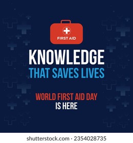 World First Aid Day, September 9th, Awareness Campaign Post Vector Template