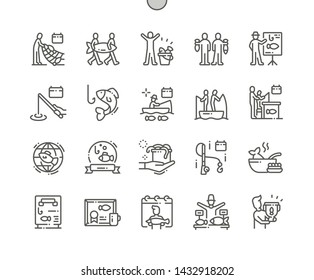 World Fisheries Day Well-crafted Pixel Perfect Vector Thin Line Icons 30 2x Grid for Web Graphics and Apps. Simple Minimal Pictogram