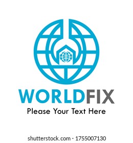 Ilustración de la plantilla de diseño del logotipo de corrección mundial. hay mundo y corrección de símbolos. esto es bueno para app, móvil, eco, fábrica, tecnología, etc