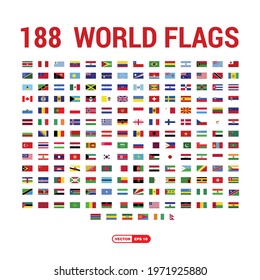 World flag collection vector style. 188 nations flag vector icon logo set