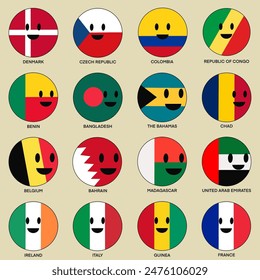 World Flag with emoticon smile