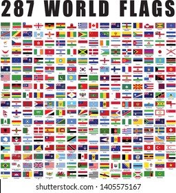 World flag flat icon collection with all nations country flags