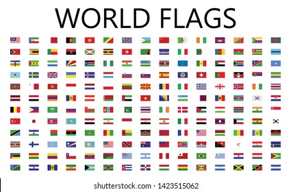 World flag flat icon collection with all nations country flags