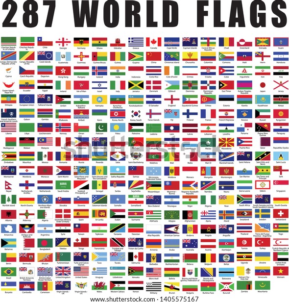 すべての国旗のある世界国旗のフラットアイコンコレクション のベクター画像素材 ロイヤリティフリー