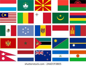 World Flag Flat Icon pictogram symbol visual illustration Set