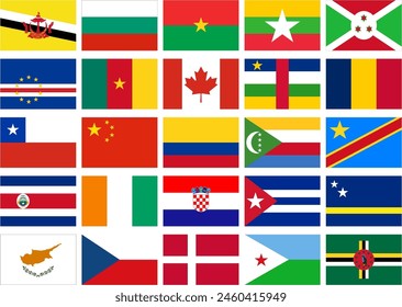 World Flag Flat Icon pictogram symbol visual illustration Set