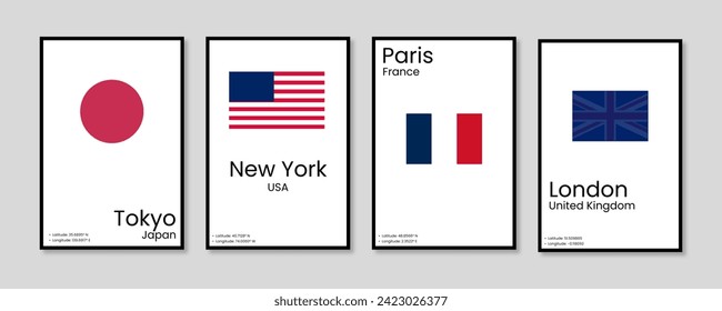 world flag japan, usa, fance vector illustration vector