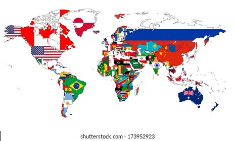 World Flag Map without a background.