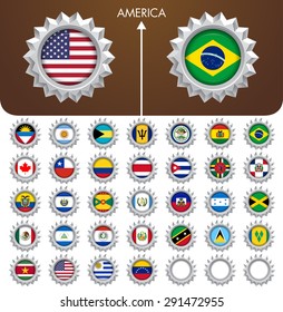 World Flag Metal Badges collection. America