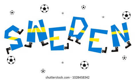 World Flag on Funny letter Set : Sweden : Vector Illustration