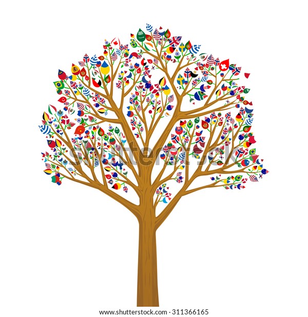 World Flag Tree Vector Stock Vector (Royalty Free) 311366165