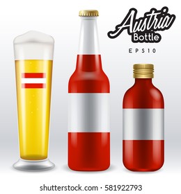 World flag wrapping on beer bottle :  Austria : Vector Illustration