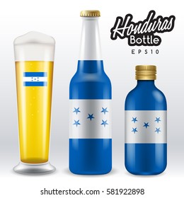 World flag wrapping on beer bottle :  Honduras : Vector Illustration