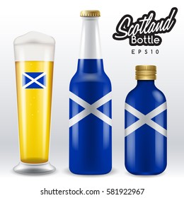 World flag wrapping on beer bottle :  Scotland : Vector Illustration