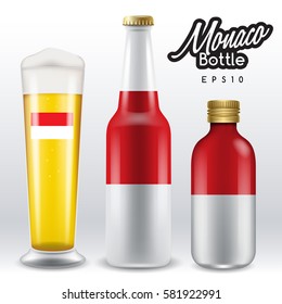 World flag wrapping on beer bottle :  Monaco : Vector Illustration
