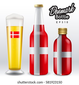 World flag wrapping on beer bottle :  Denmark : Vector Illustration