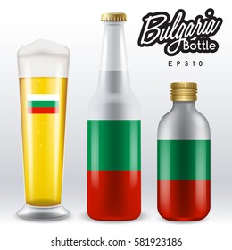 World flag wrapping on beer bottle :  Bulgaria : Vector Illustration